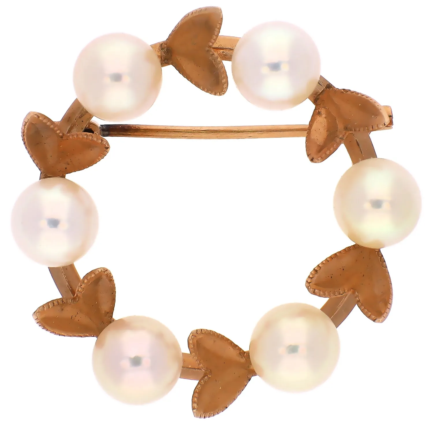 14K Yellow Gold Heart & Cultured Pearl Pin/Brooch