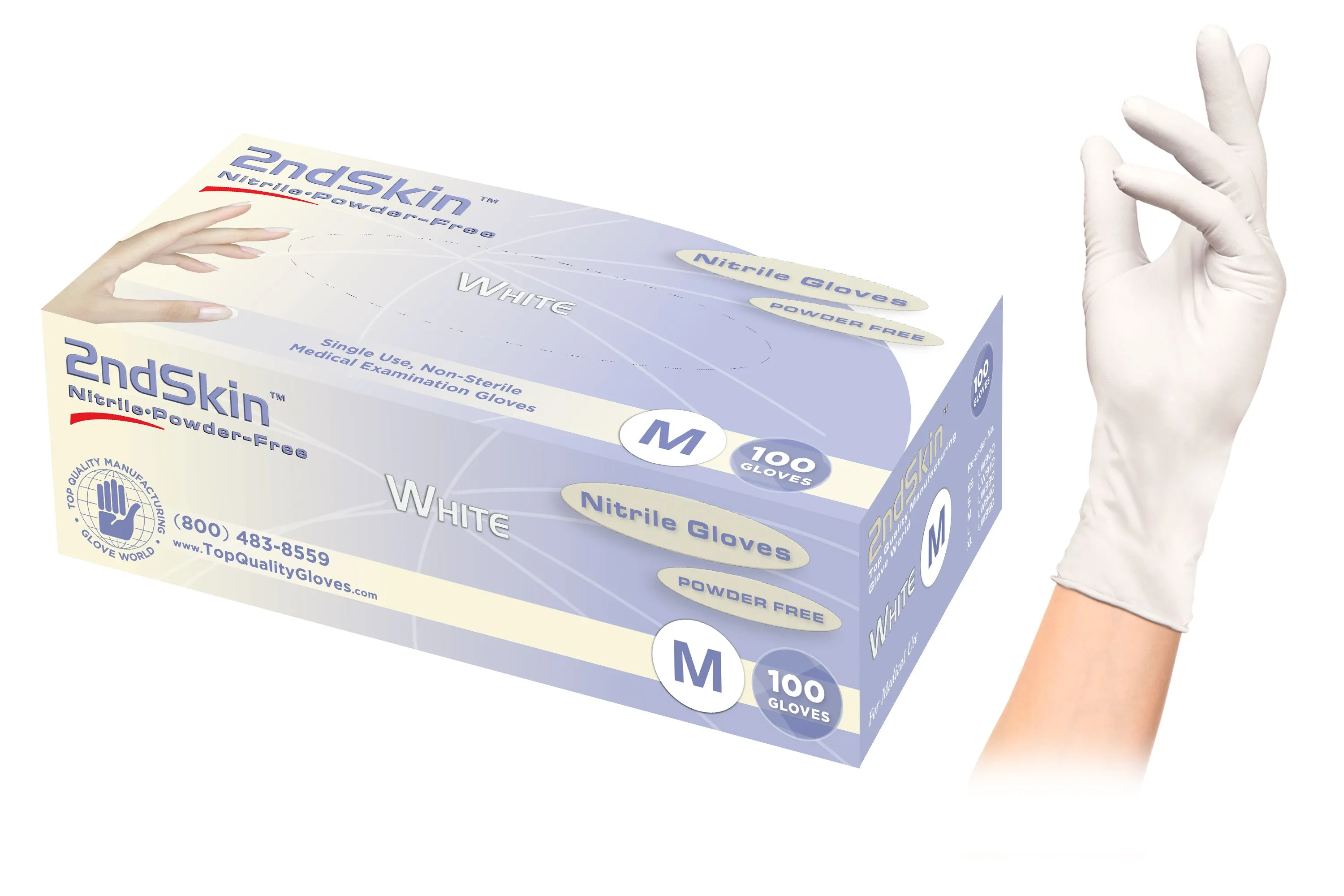 2nd Skin White Gloves (Nitrile)