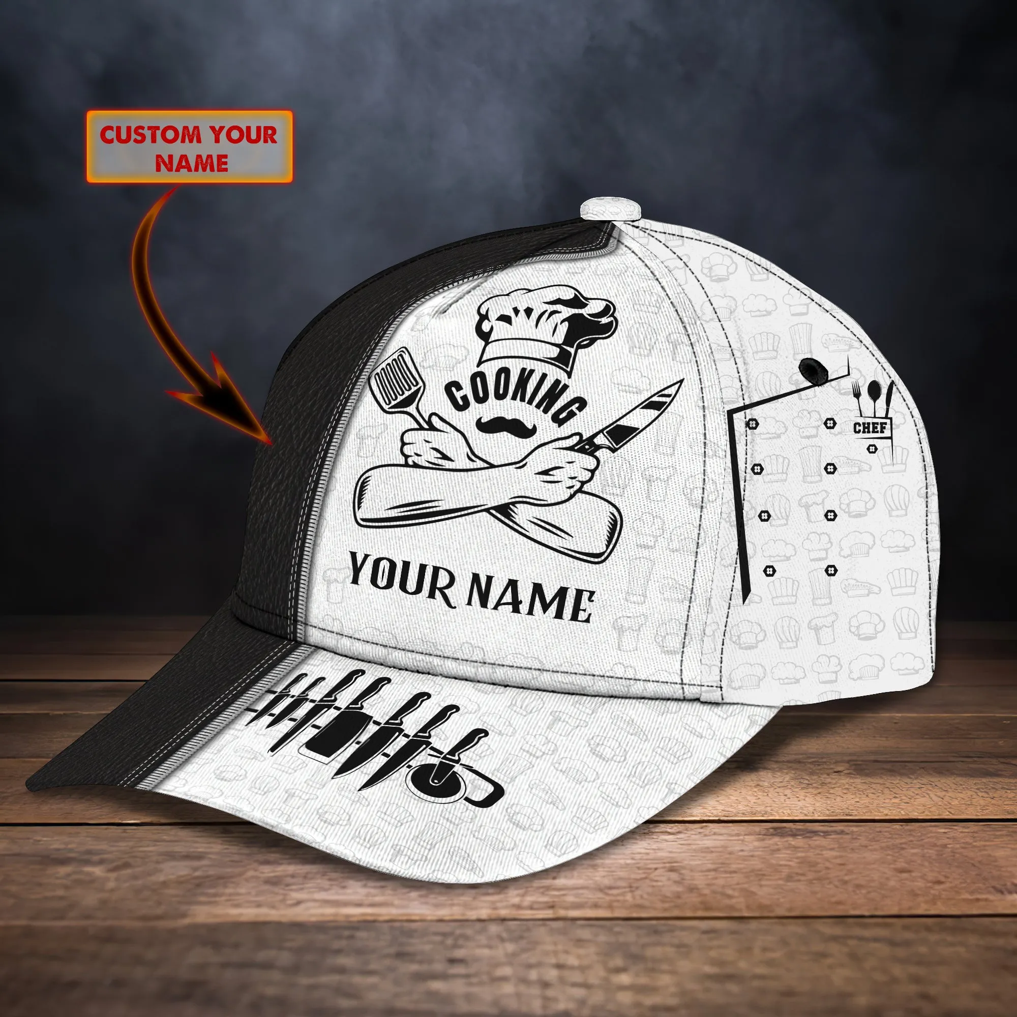 3D Classic Cap 3D Chef Personalized Name Cap Namashops