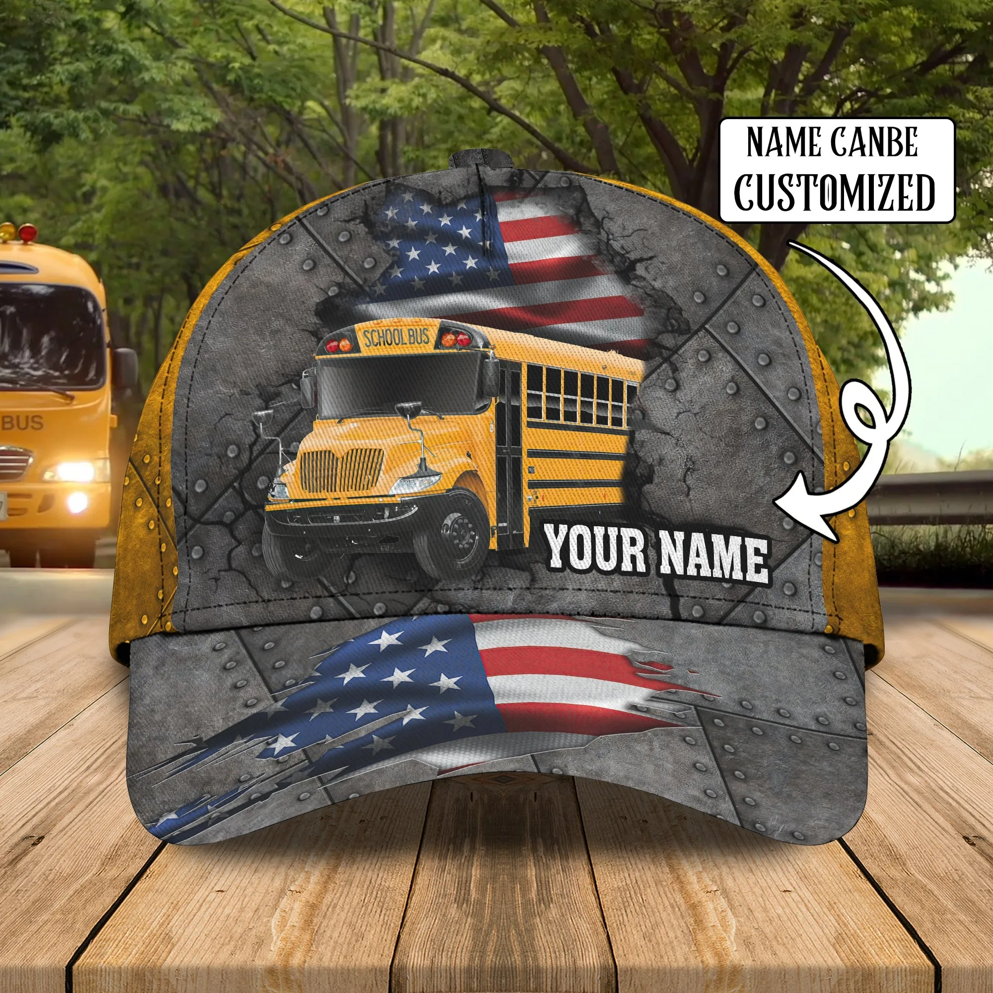 3D Classic Cap America Bus Driver Personalized Name Cap Namashops