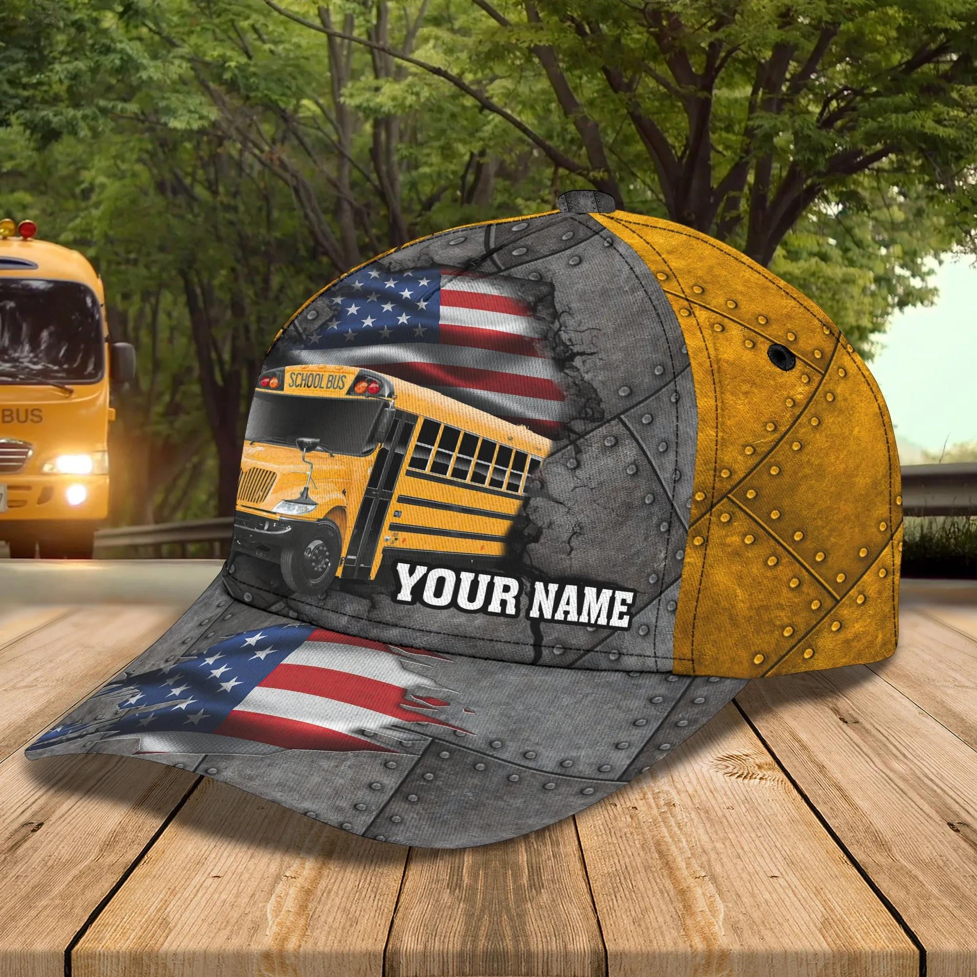 3D Classic Cap America Bus Driver Personalized Name Cap Namashops