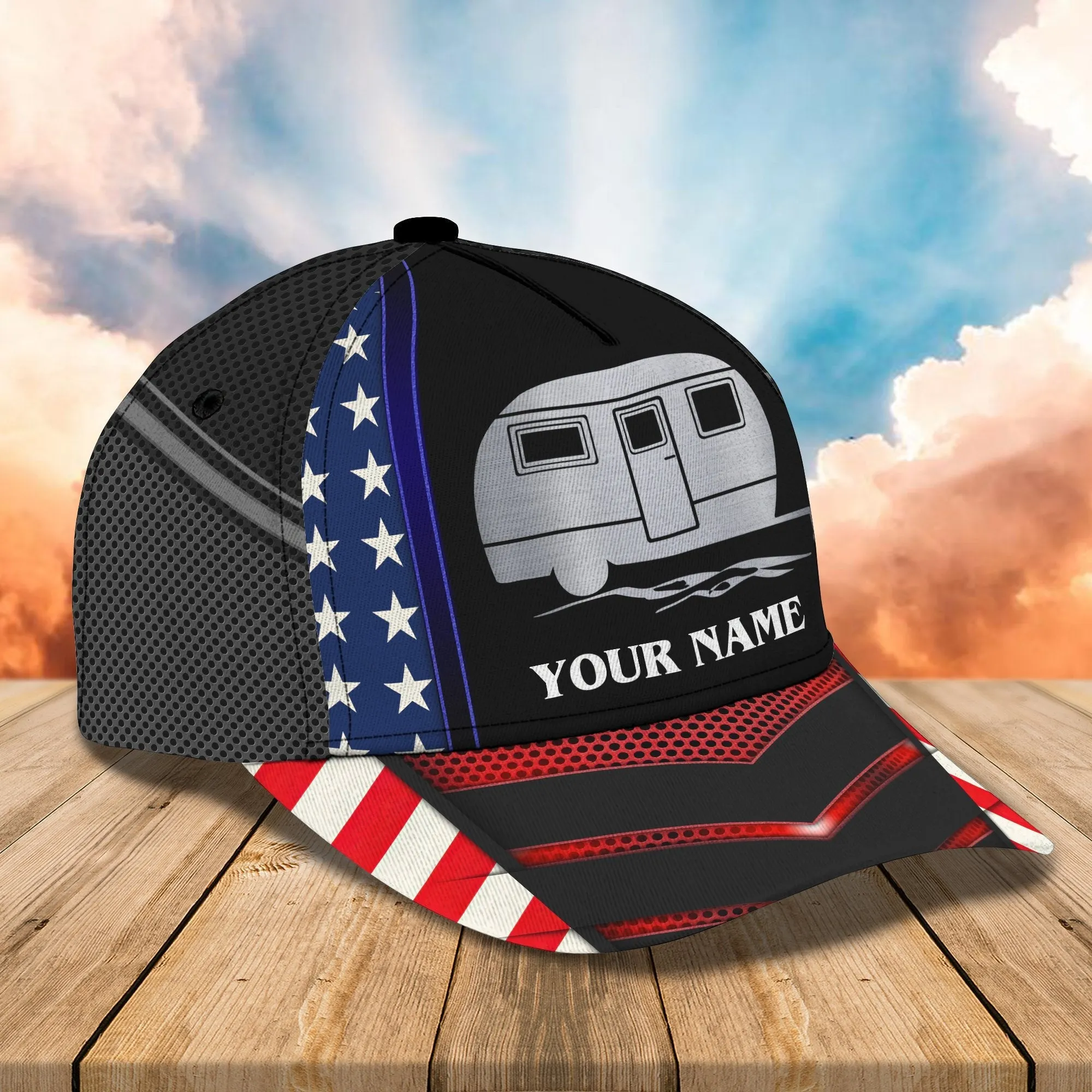 3D Classic Cap America Caravan Camping Car Personalized Name Cap Namashops