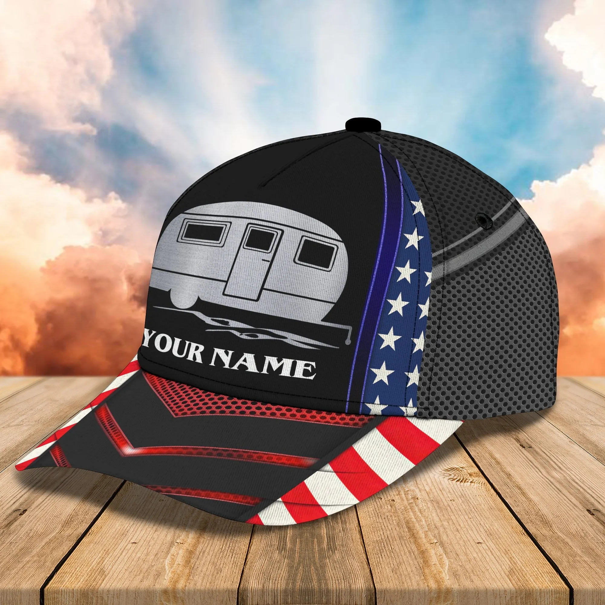 3D Classic Cap America Caravan Camping Car Personalized Name Cap Namashops