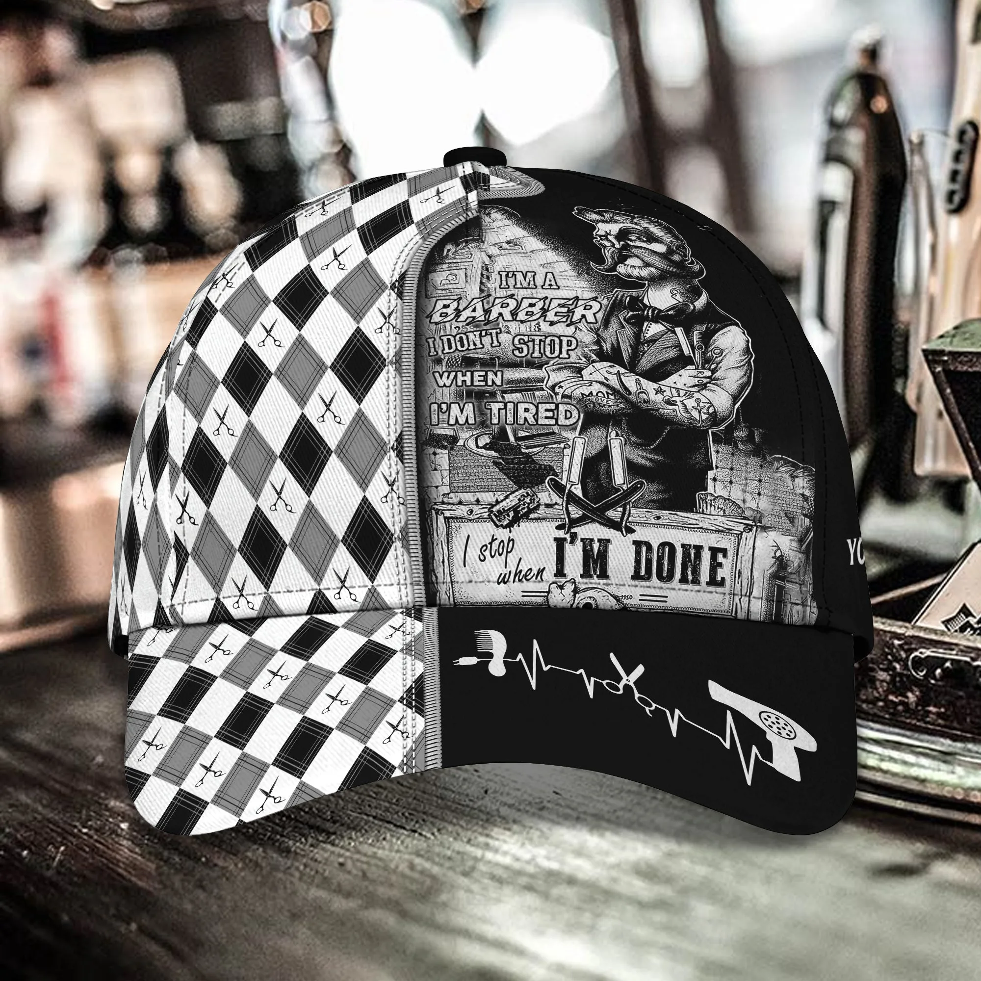 3D Classic Cap Barber Personalized Name Cap01 Namashops