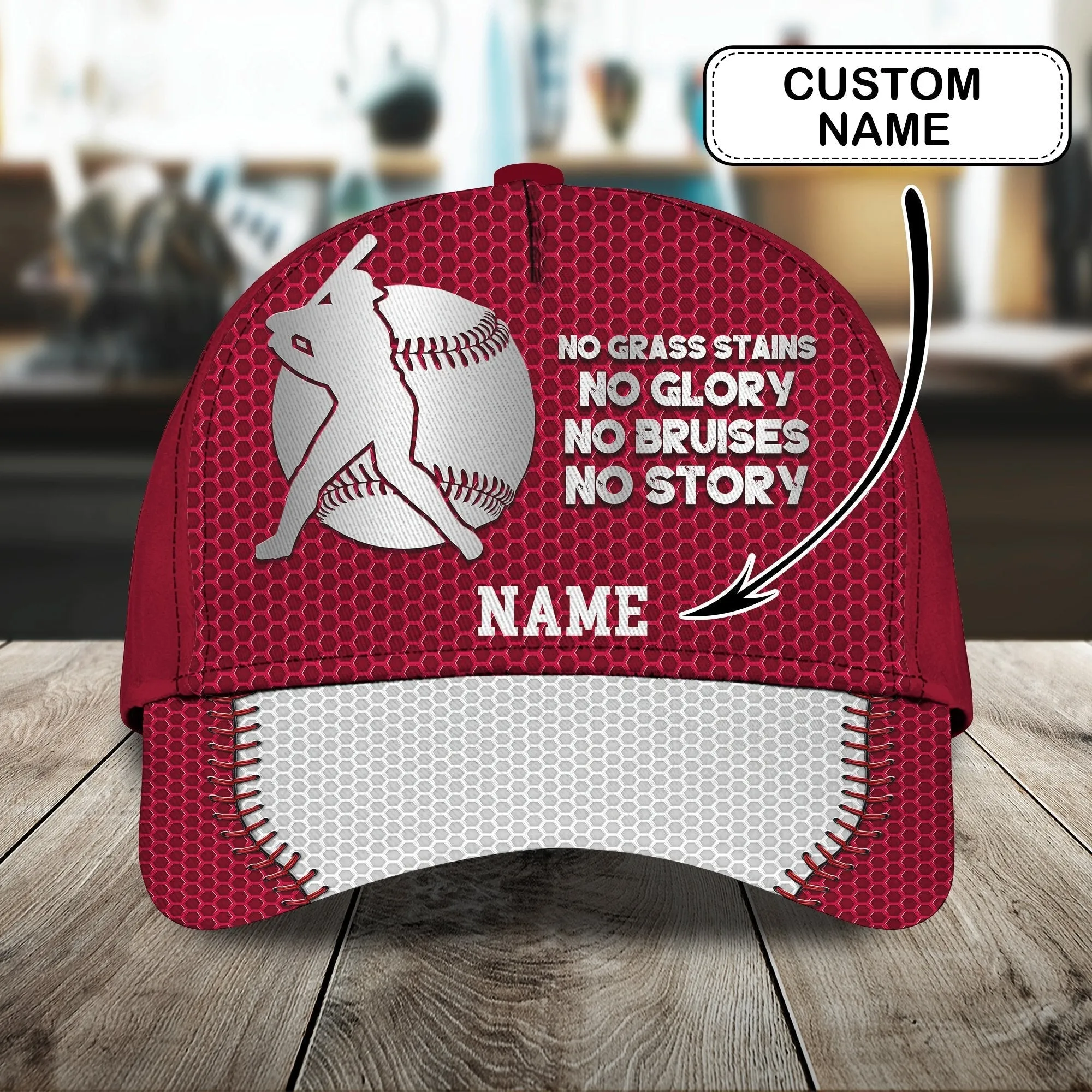 3D Classic Cap Baseball No Pain No Gain Personalized Name Cap Namashops