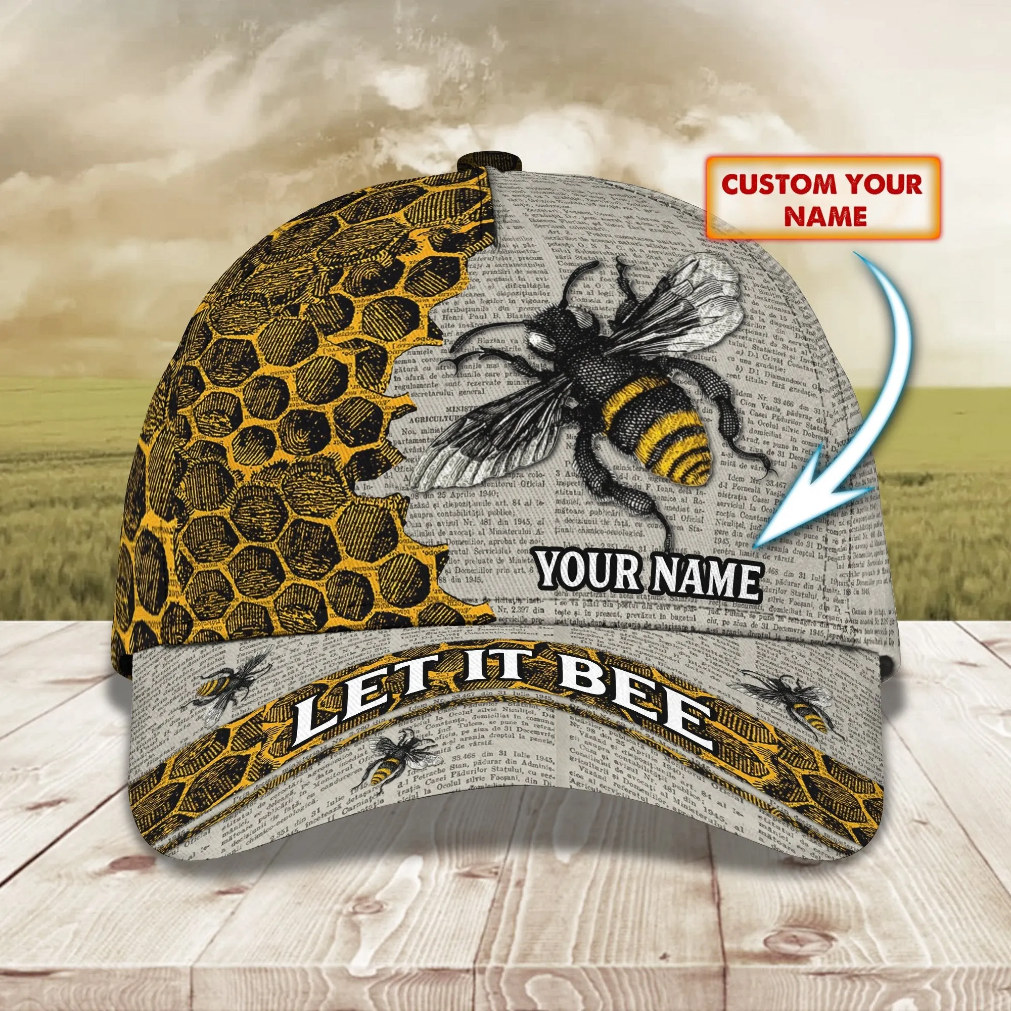 3D Classic Cap Bee 01 Personalized Name Cap Namashops