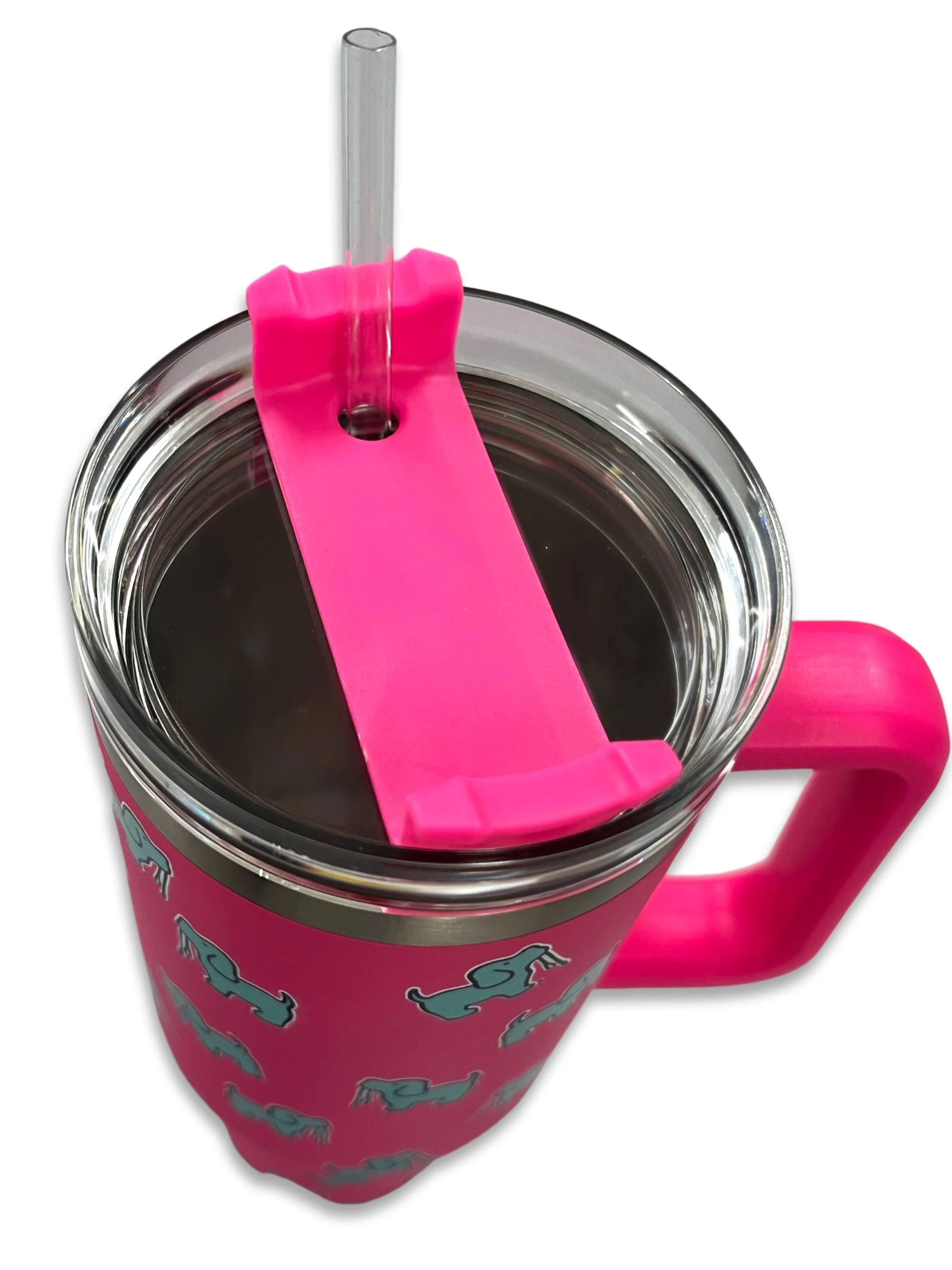 40oz STAINLESS STEEL LOGO TUMBLER, HOT PINK