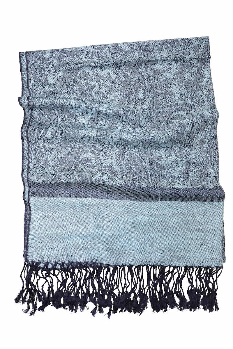 Achillea Steel Blue Jacquard Pashmina Scarf