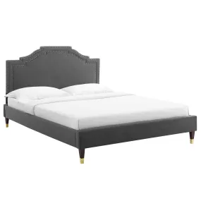 Adelaide Performance Velvet Full Platform Bed By Modway - MOD-6857 - Charcoal