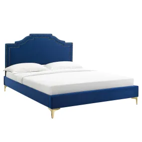 Adelaide Performance Velvet King Platform Bed By Modway - MOD-6862 - Navy