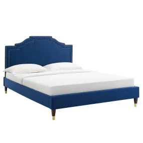 Adelaide Performance Velvet Queen Platform Bed By Modway - MOD-6581 - Navy