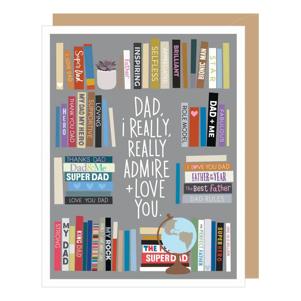 Admire   Love You Dad Bookshelf Father's Day Card