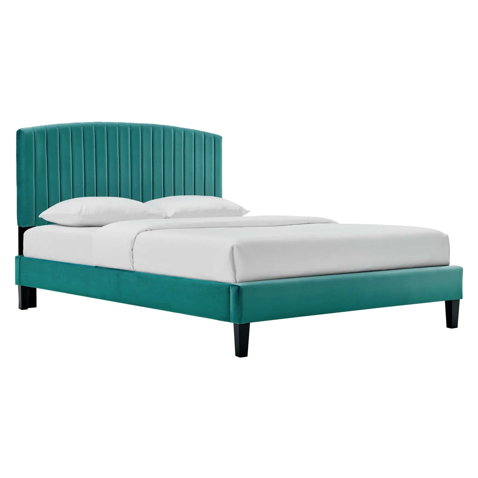 Alessi Performance Velvet Queen Platform Bed By Modway - MOD-6283 - Teal