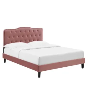 Amber Performance Velvet Queen Platform Bed By Modway - MOD-6777 - Dusty