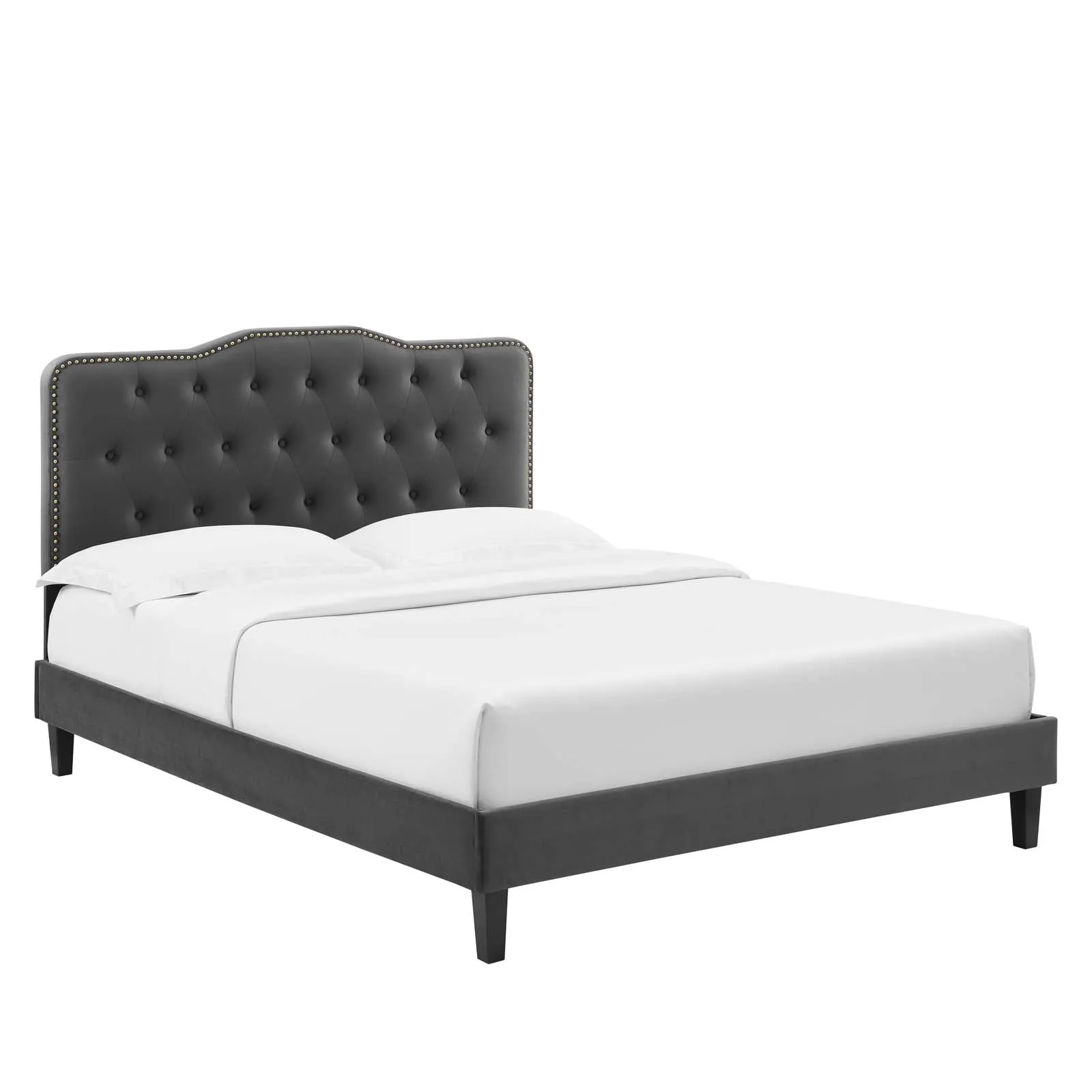 Amber Performance Velvet Twin Platform Bed By Modway - MOD-6780 - Charcoal