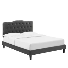 Amber Performance Velvet Twin Platform Bed By Modway - MOD-6780 - Charcoal