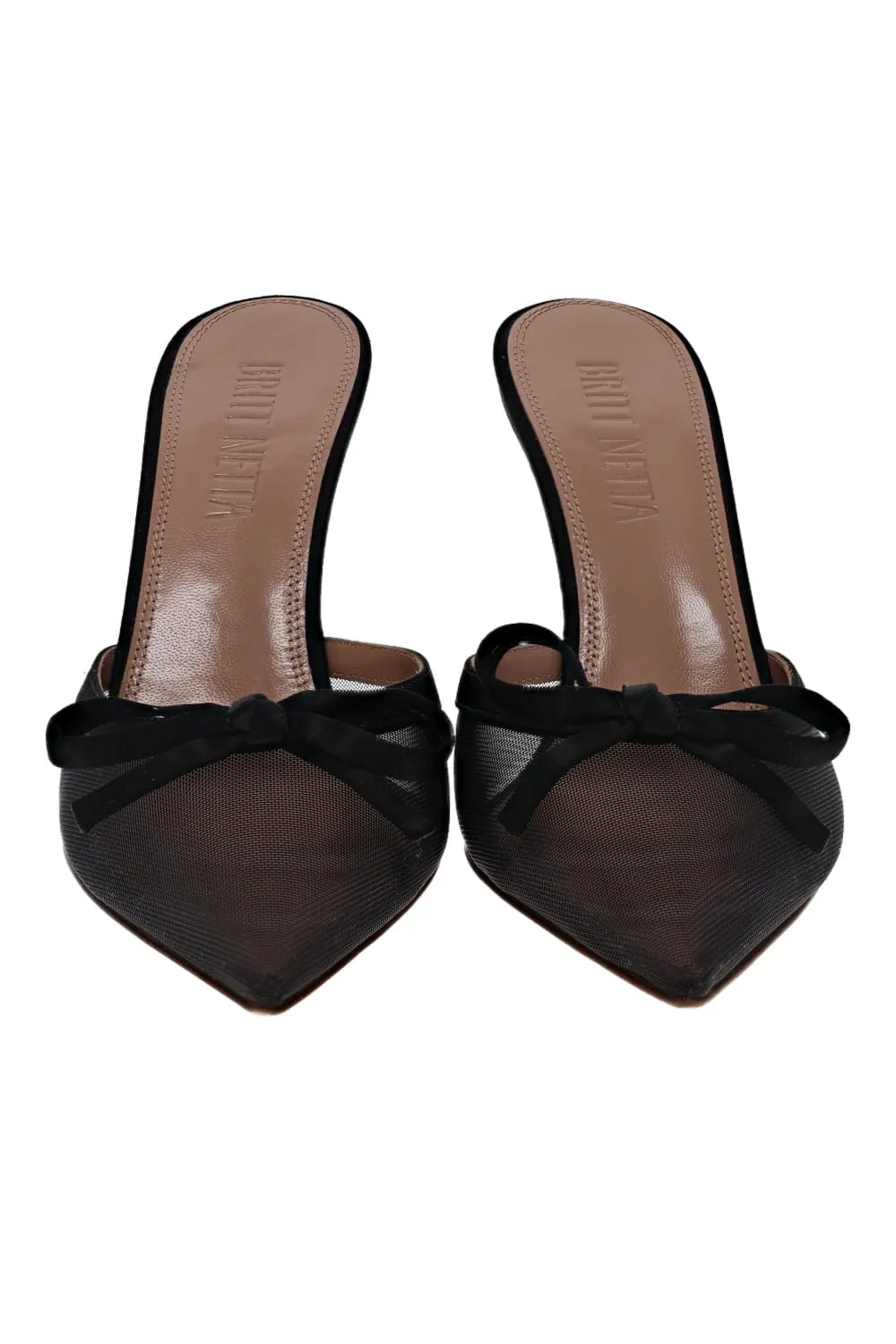 Amelia Black Mesh Bow Mule