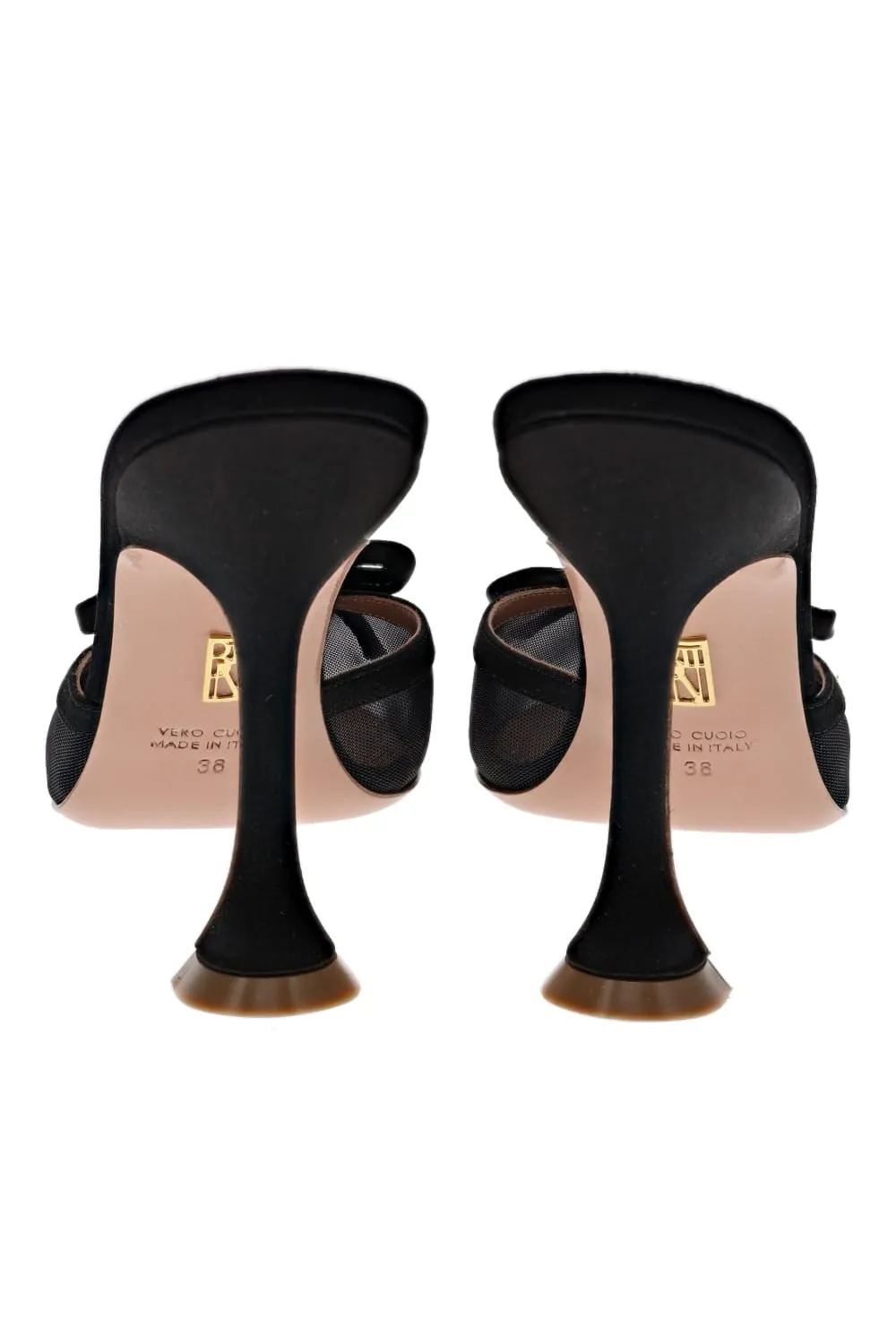 Amelia Black Mesh Bow Mule