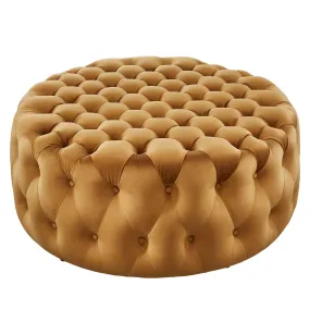 Amour Tufted Button Large Round Performance Velvet Ottoman By Modway - EEI-5469 - Cognac