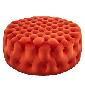Amour Tufted Button Large Round Performance Velvet Ottoman By Modway - EEI-5469 - Orange