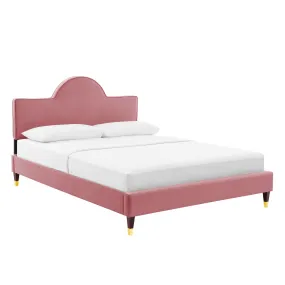 Aurora Performance Velvet Queen Bed By Modway - MOD-6517 - Dusty Rose