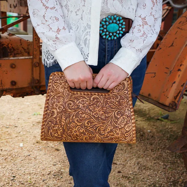 Austin Brown Leather Top Handle Purse