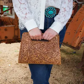 Austin Brown Leather Top Handle Purse
