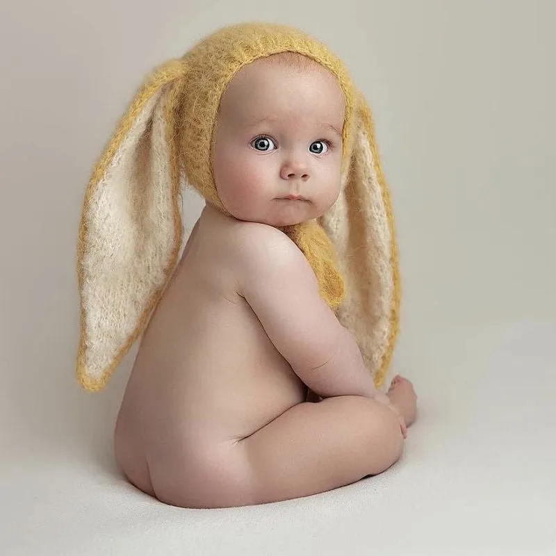 Babymoon Big Rabbit Ears Bonnet Hat | Baby Photography Hat | Yellow