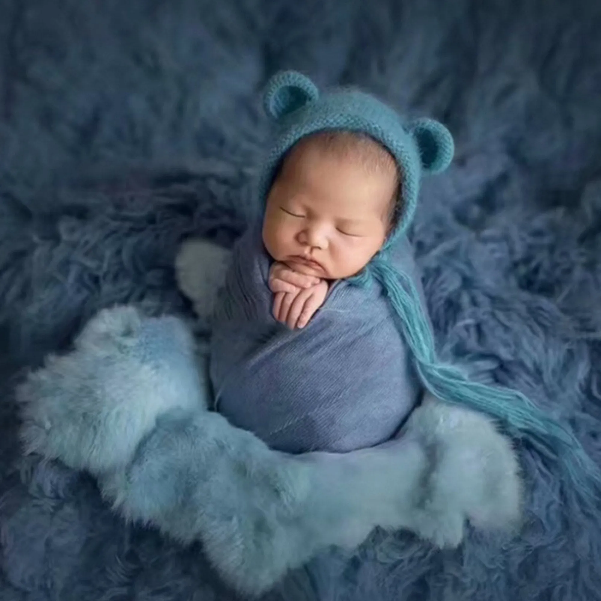 Babymoon Rabbit Fur | Basket Filler | Baby Photography Props | Sky Blue