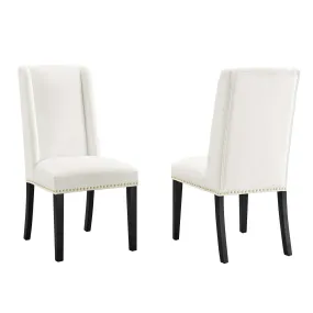 Baron Performance Velvet Dining Chairs - Set of 2 By Modway - EEI-5012 - White