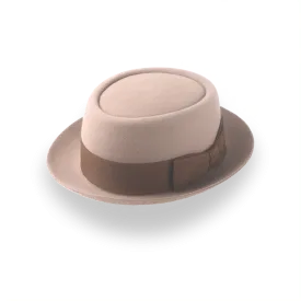 Beige Classic Telescope Crown Porkpie Hat in Fur Felt | The Soul