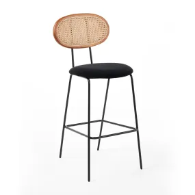 Betty Rattan Velvet Bar Stool
