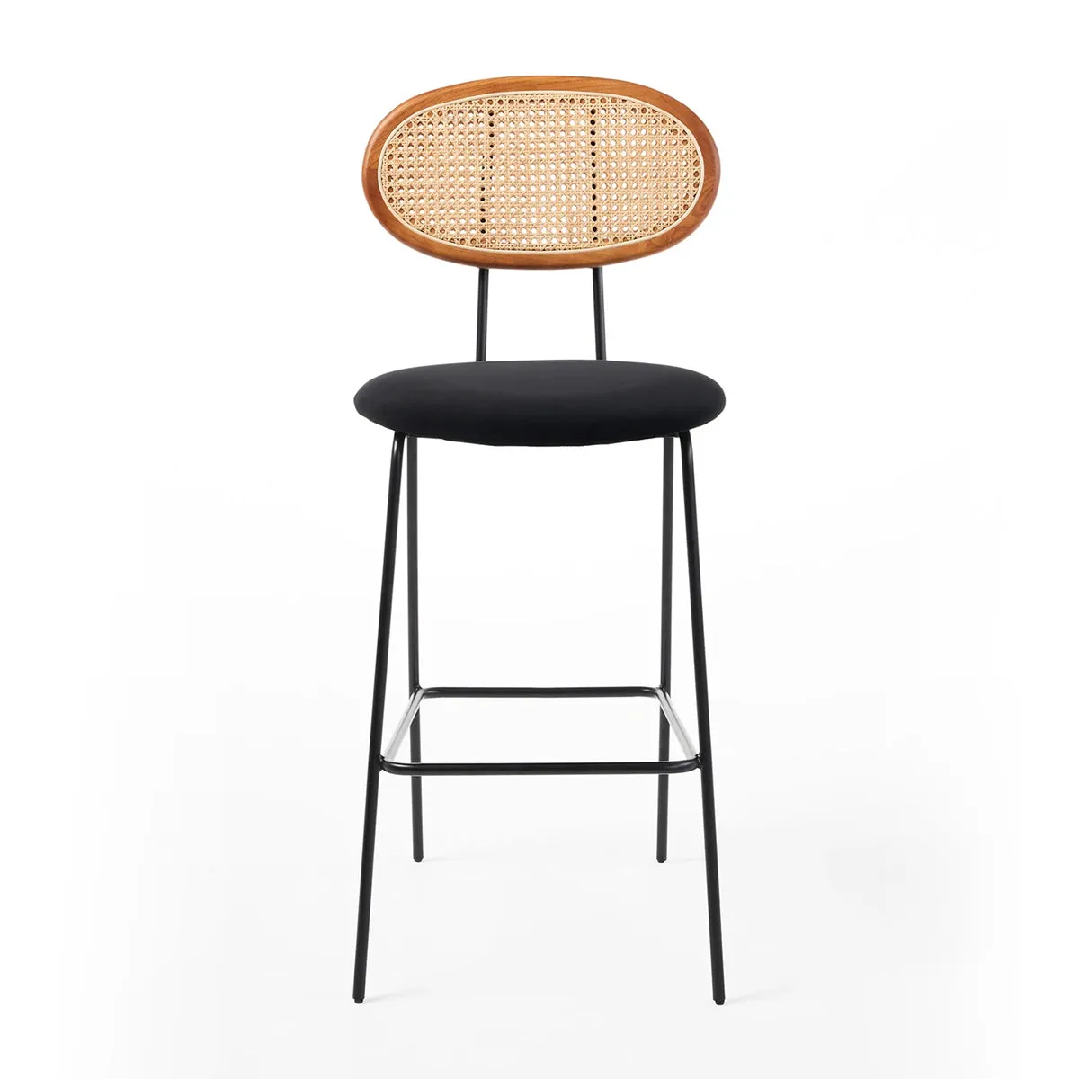 Betty Rattan Velvet Bar Stool