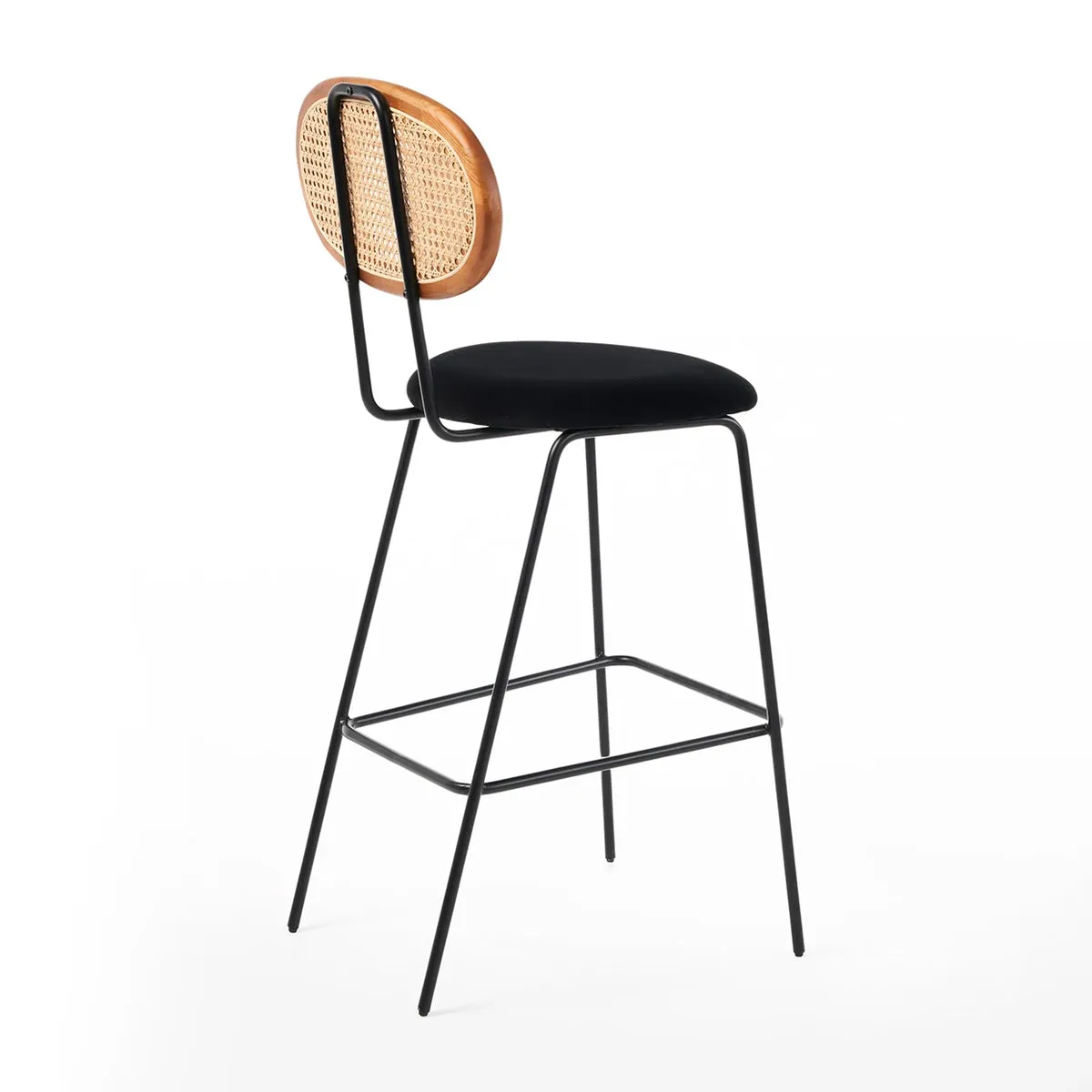 Betty Rattan Velvet Bar Stool
