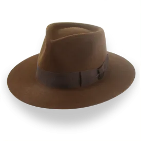 Brown Flat Brim Rancher Fedora in Durable Fur Felt | The Discoverer