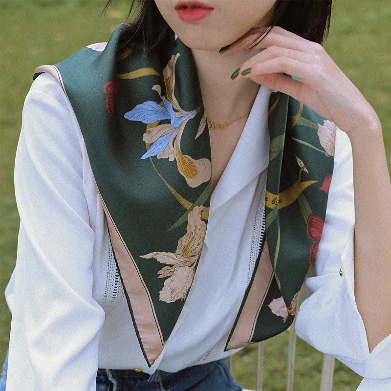 Chowxiaodou 16 Momme Iris Silk Twill Small Square Scarf 65*65