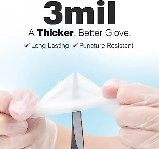 Clear Disposable Gloves Raxwell 3 mil - RX Clear Vinyl Gloves CDRX3.5