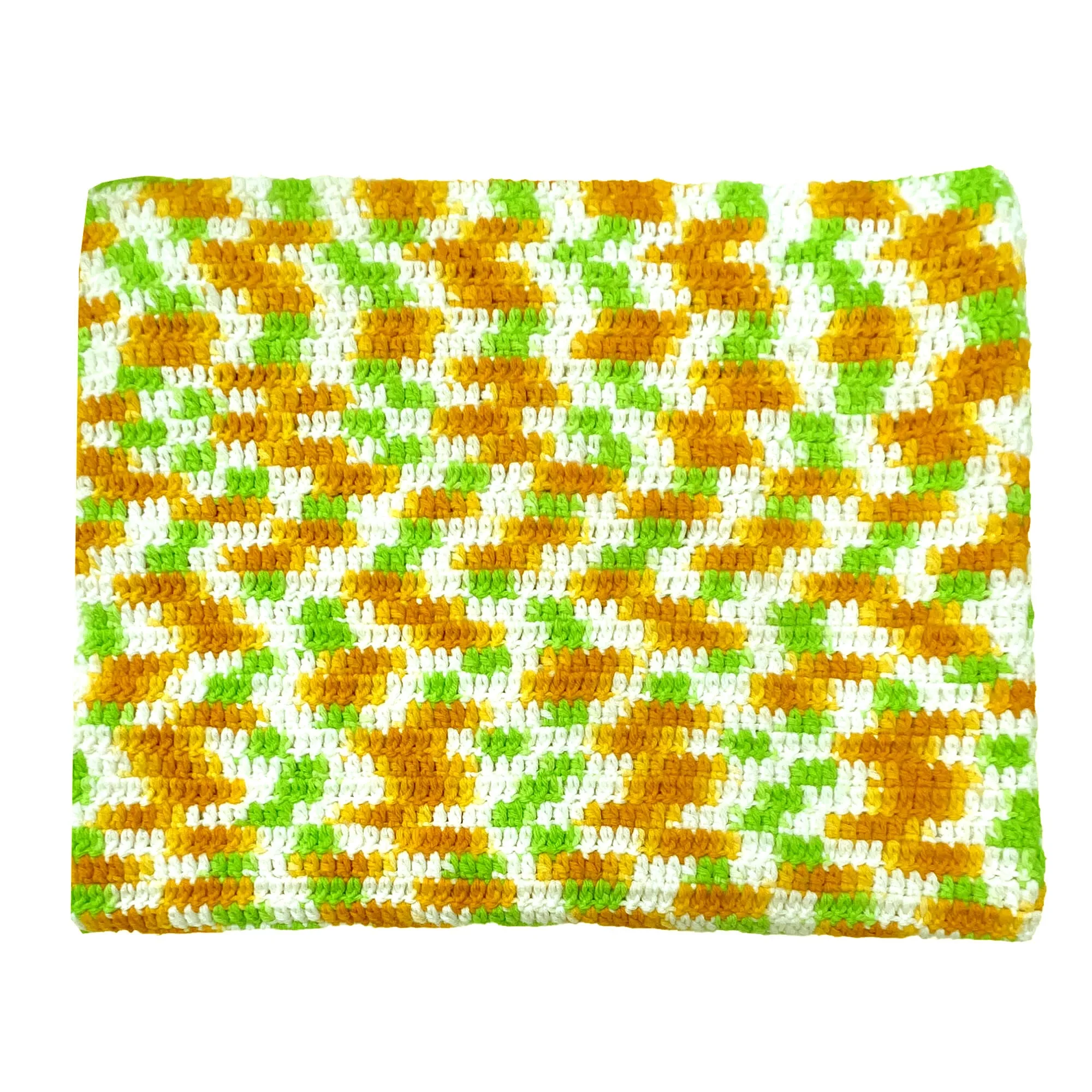 Crochet Stroller Blanket for Infant Baby Girl or Boy. 36x28 Gold/White/Green