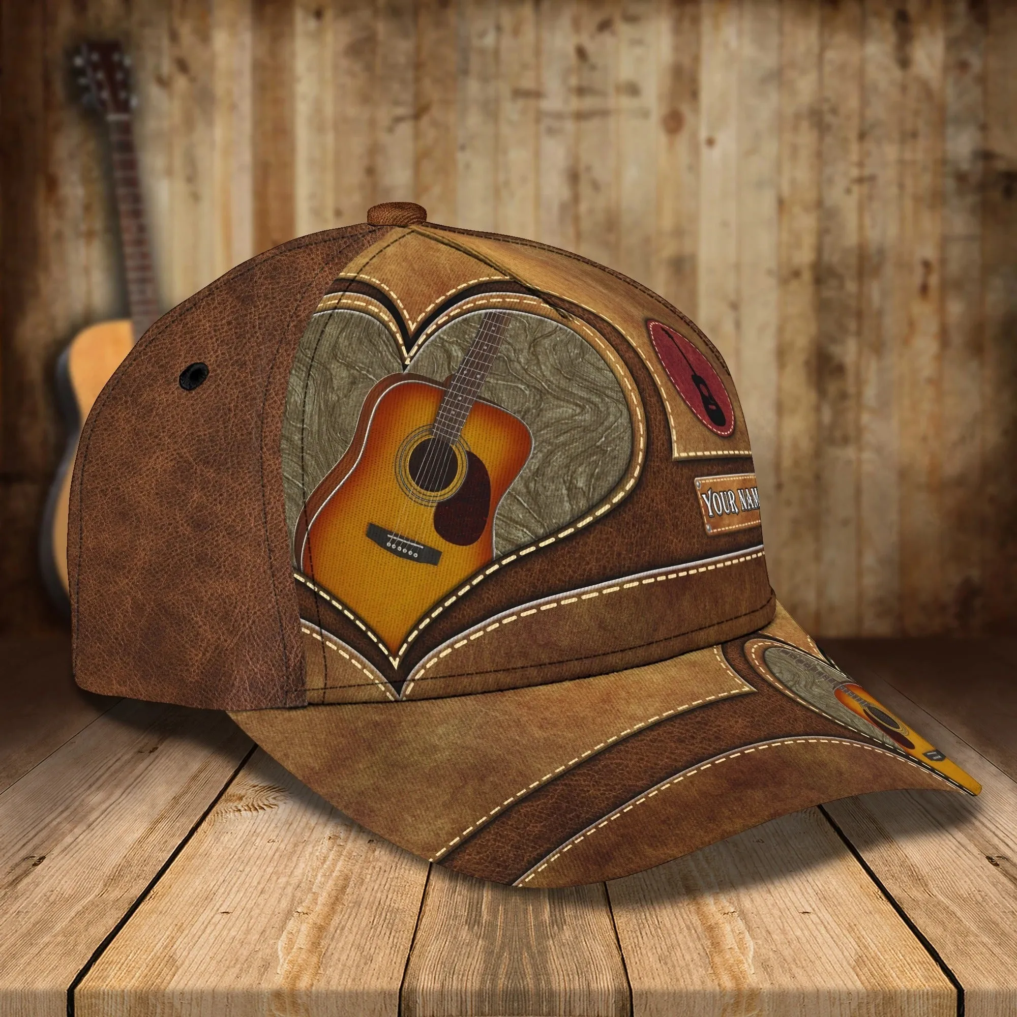 Custom Guitar Cap Hat Or Guitarist Man Travel Summer Cap Hat, Present To Guitar And Music Lovers
