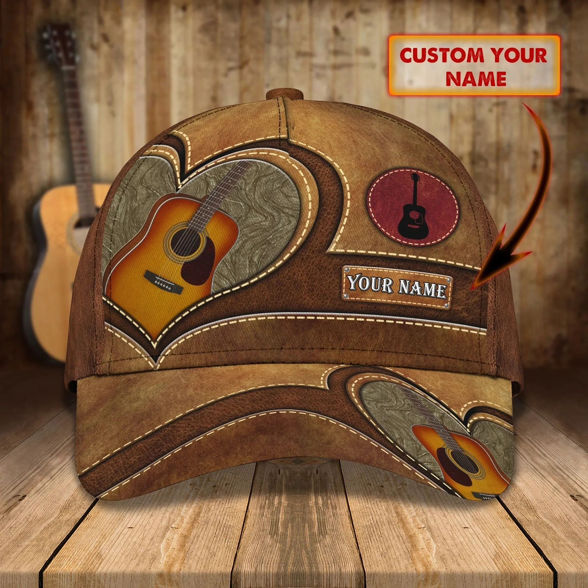 Custom Guitar Cap Hat Or Guitarist Man Travel Summer Cap Hat, Present To Guitar And Music Lovers