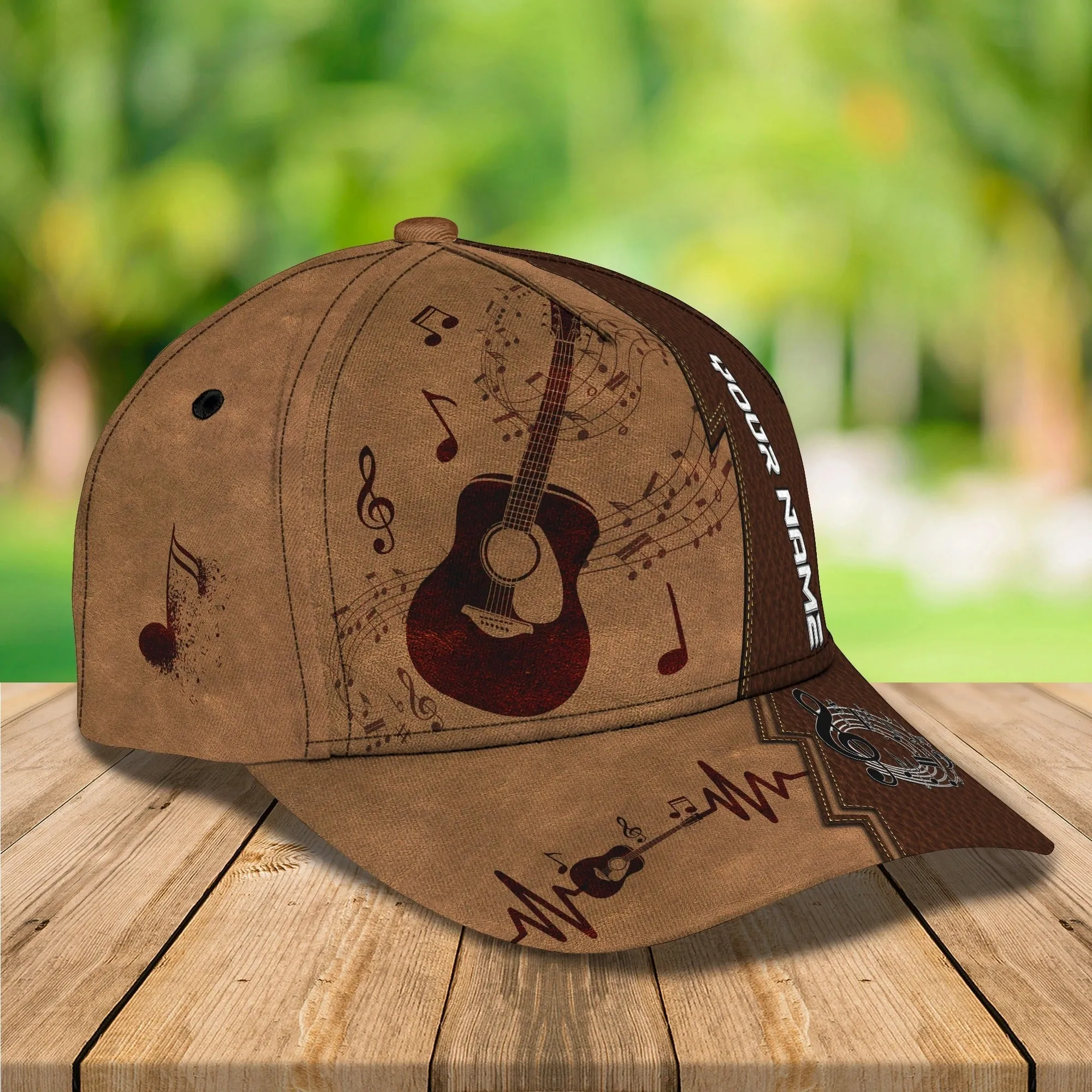 Custom Guitar Cap Hat Or Guitarist Man Travel Summer Cap Hat, Present To Guitar And Music Lovers