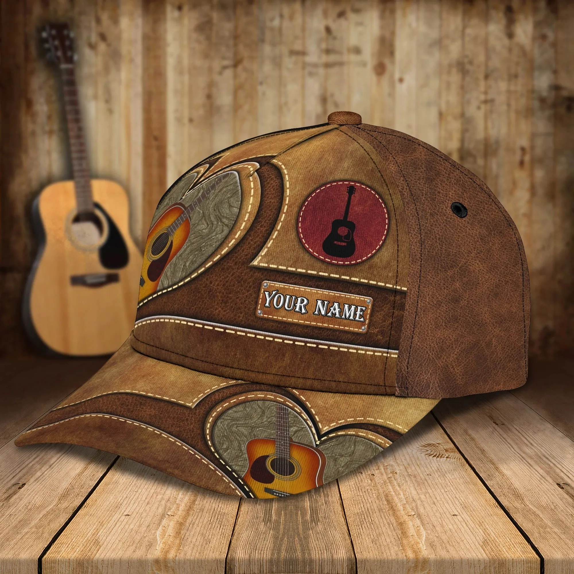 Custom Guitar Cap Hat Or Guitarist Man Travel Summer Cap Hat, Present To Guitar And Music Lovers