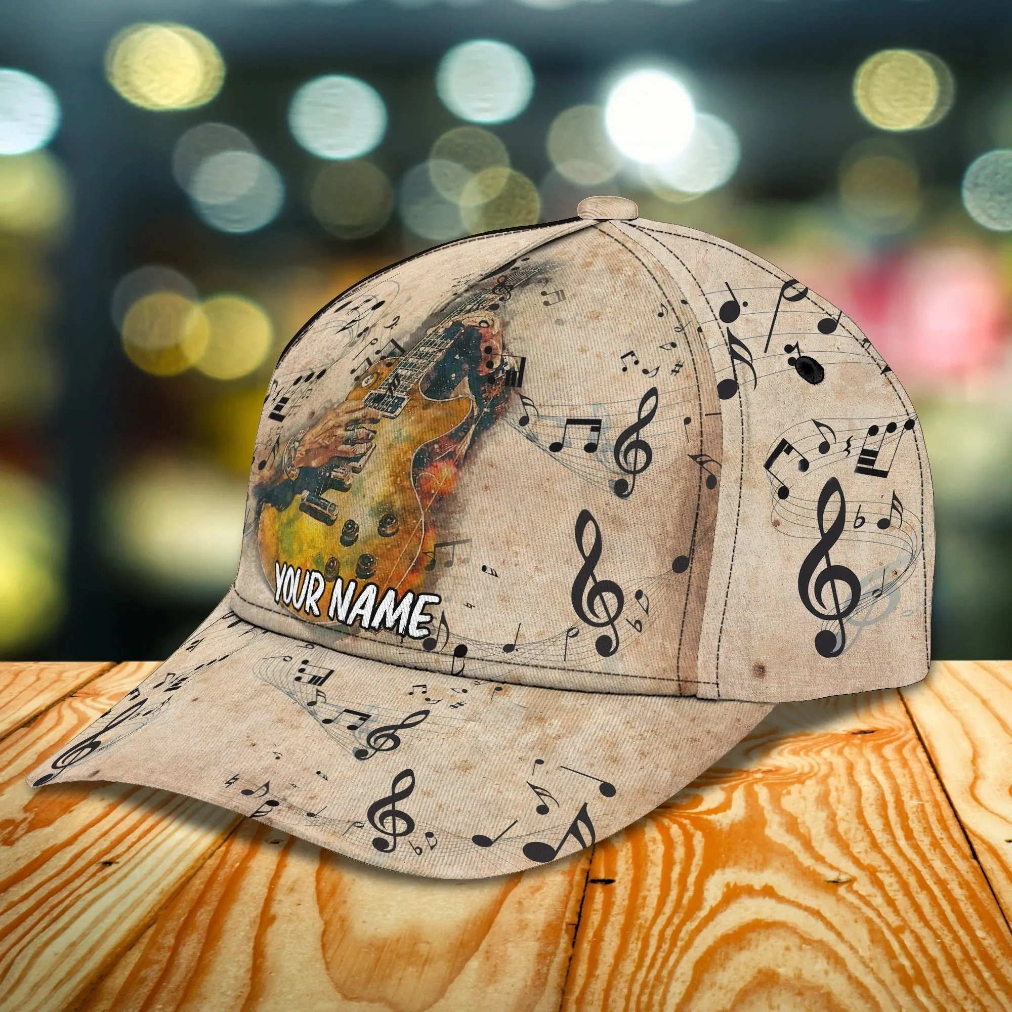 Custom Name Baseball Guitar Cap For Men And Woman, Musican 3D Cap, Guitarist Cap Hat For Summer
