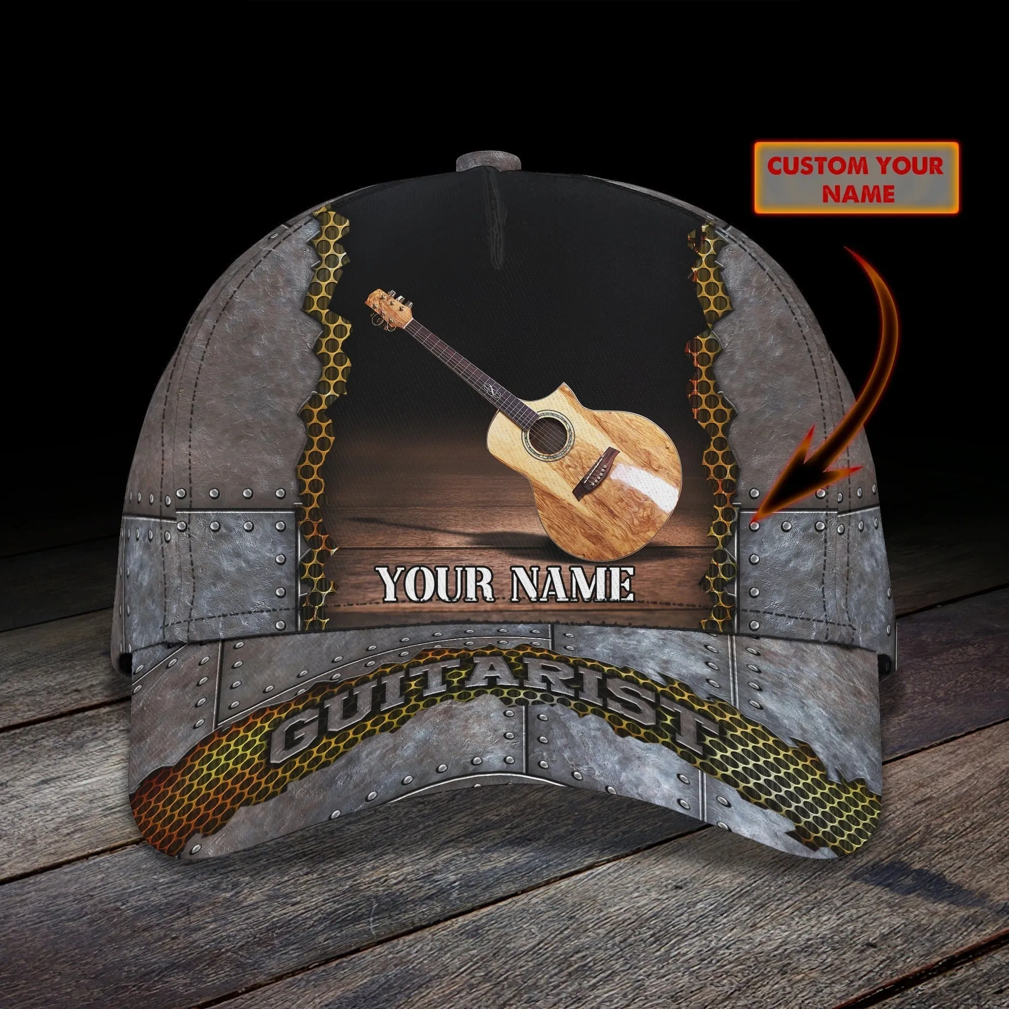 Custom Name Baseball Guitar Cap For Men And Woman, Musican 3D Cap, Guitarist Cap Hat For Summer
