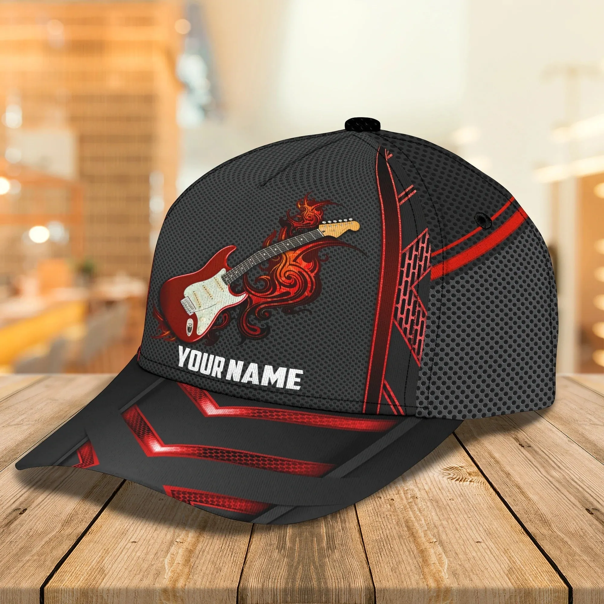 Custom Name Baseball Guitar Cap For Men And Woman, Musican 3D Cap, Guitarist Cap Hat For Summer
