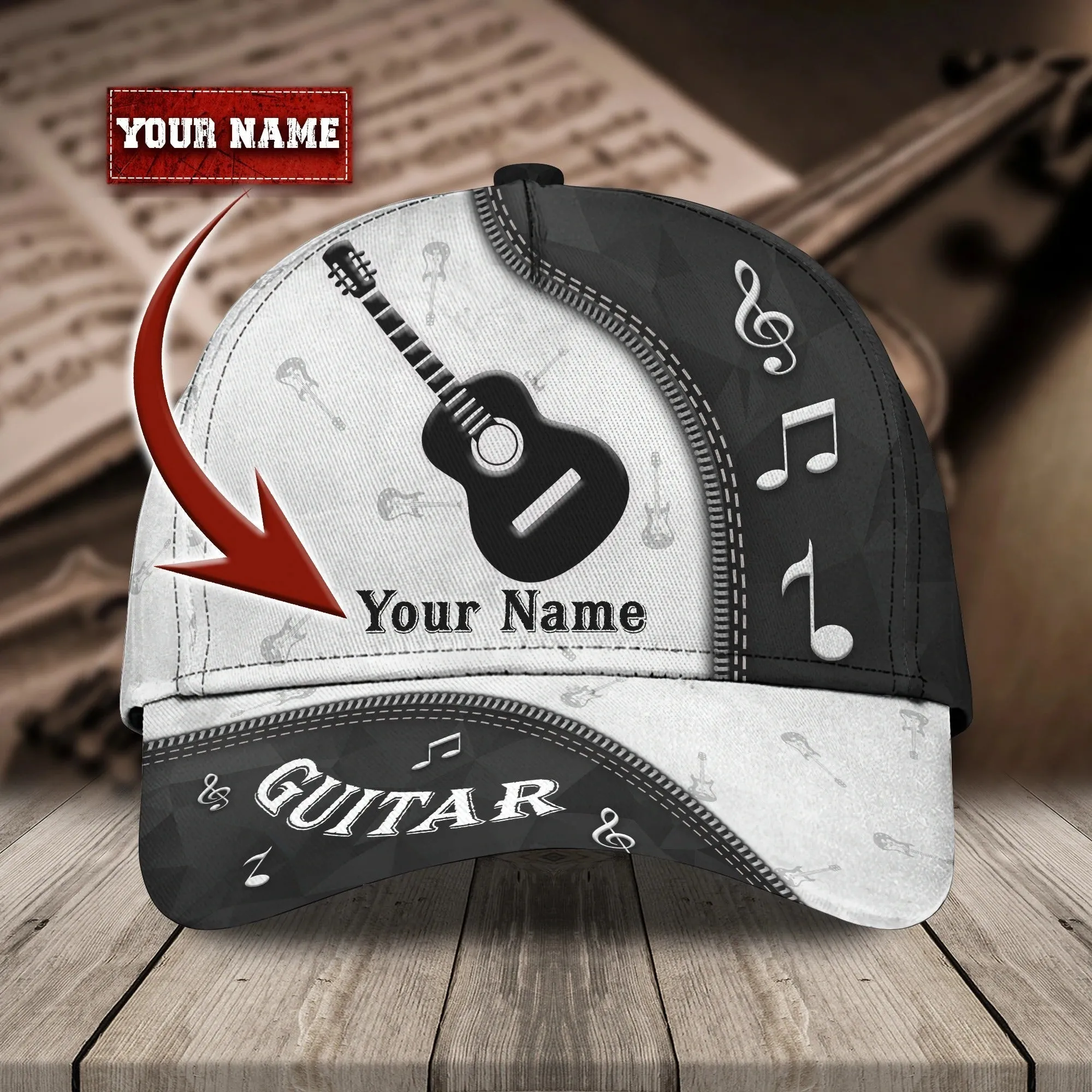 Custom Name Baseball Guitar Cap For Men And Woman, Musican 3D Cap, Guitarist Cap Hat For Summer