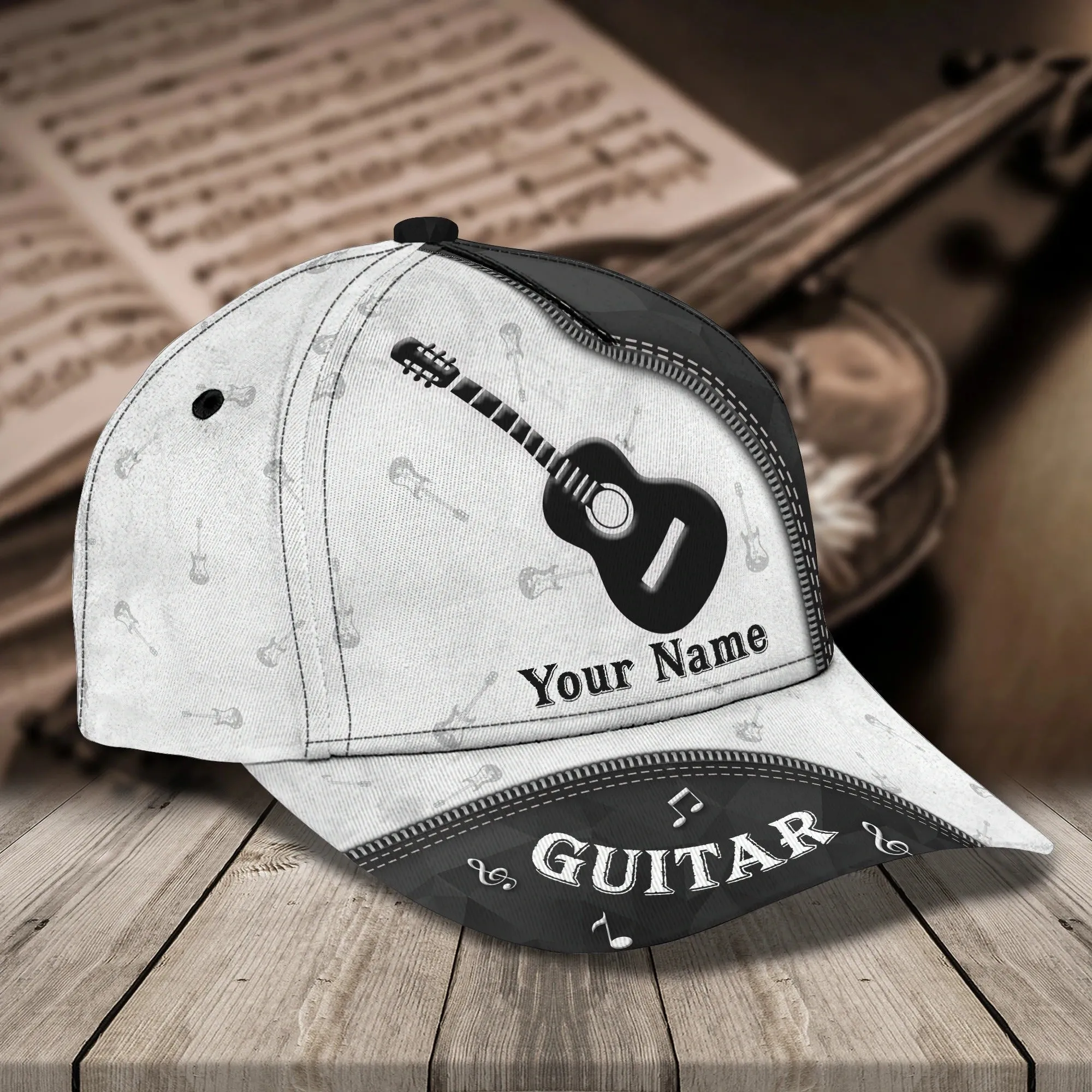 Custom Name Baseball Guitar Cap For Men And Woman, Musican 3D Cap, Guitarist Cap Hat For Summer
