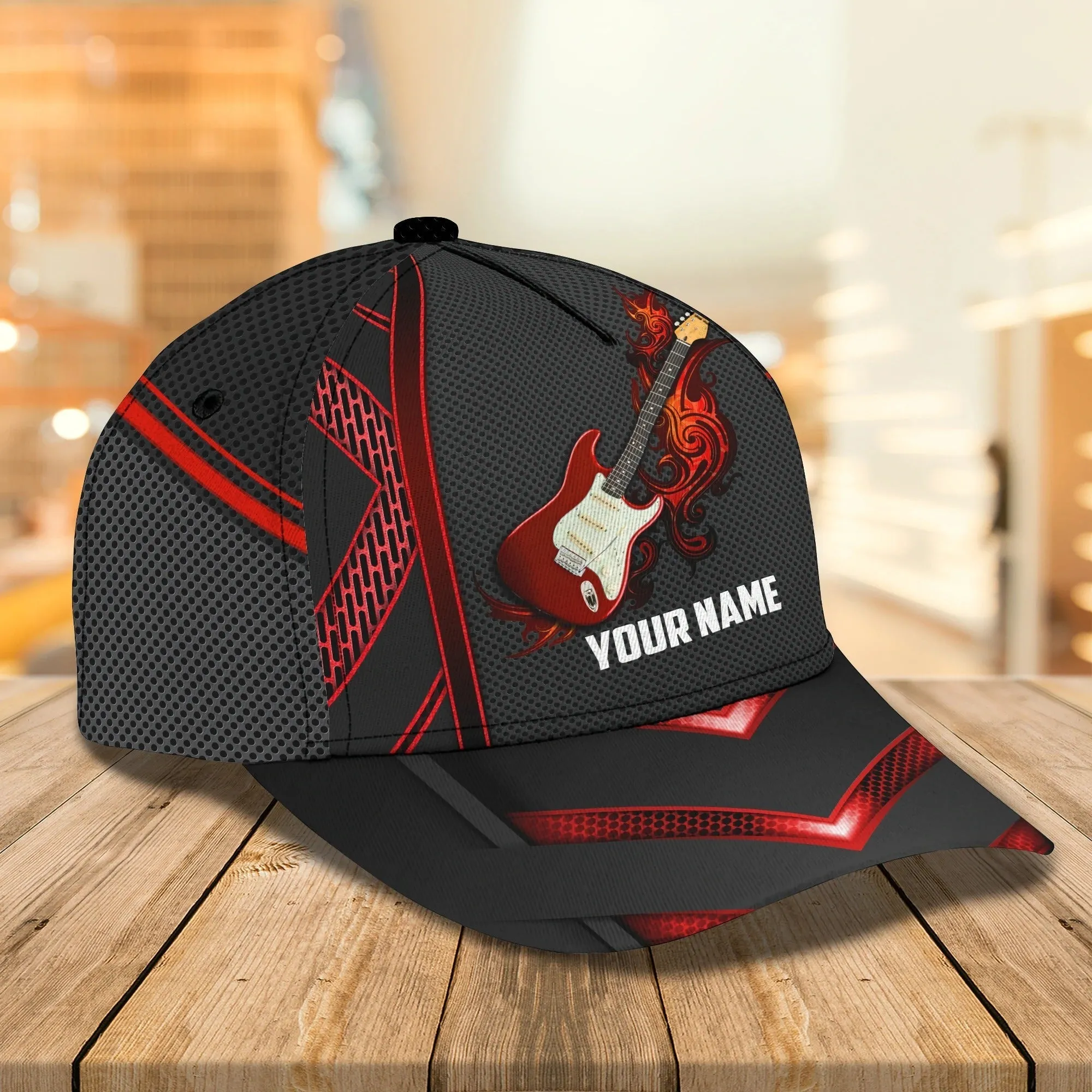 Custom Name Baseball Guitar Cap For Men And Woman, Musican 3D Cap, Guitarist Cap Hat For Summer