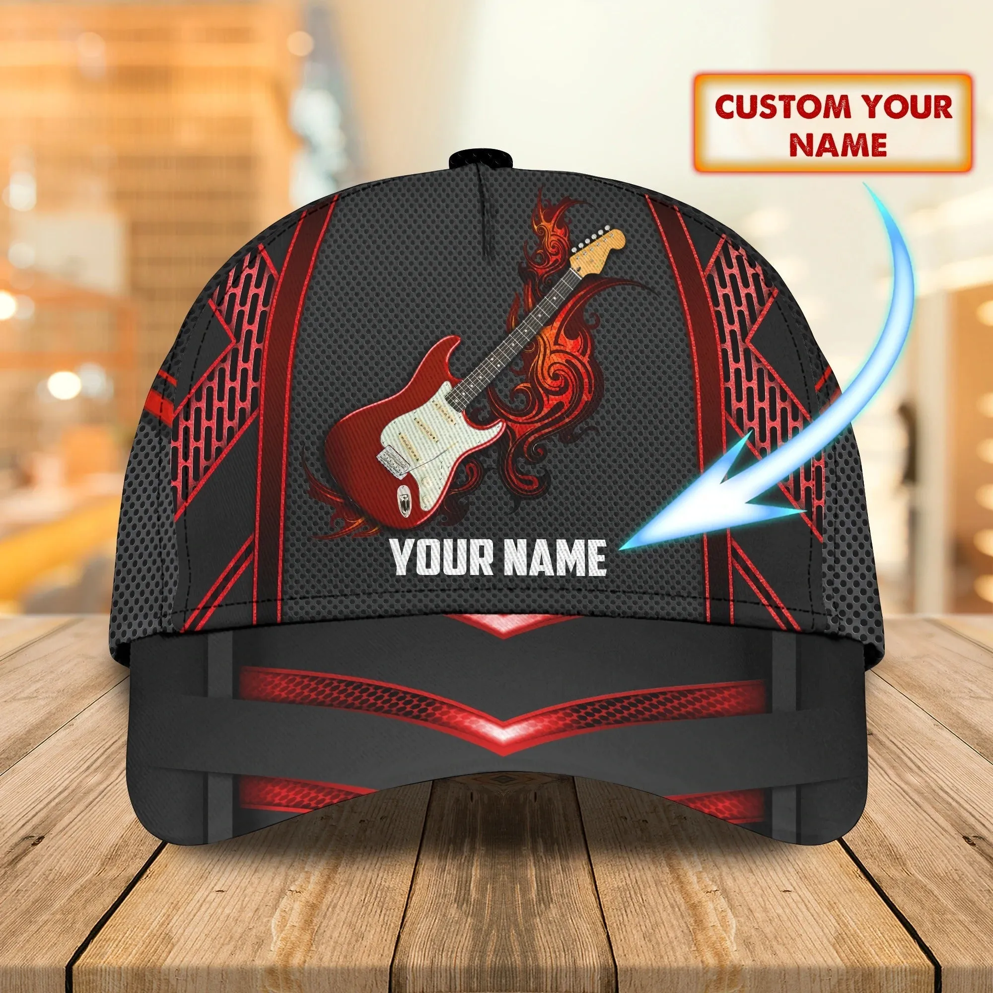 Custom Name Baseball Guitar Cap For Men And Woman, Musican 3D Cap, Guitarist Cap Hat For Summer
