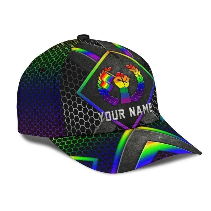 Customized With Name Pride Baseball Cap, Stop Hating LGBT Printing 3D Baseball Cap Hat, Lesbian Gifts